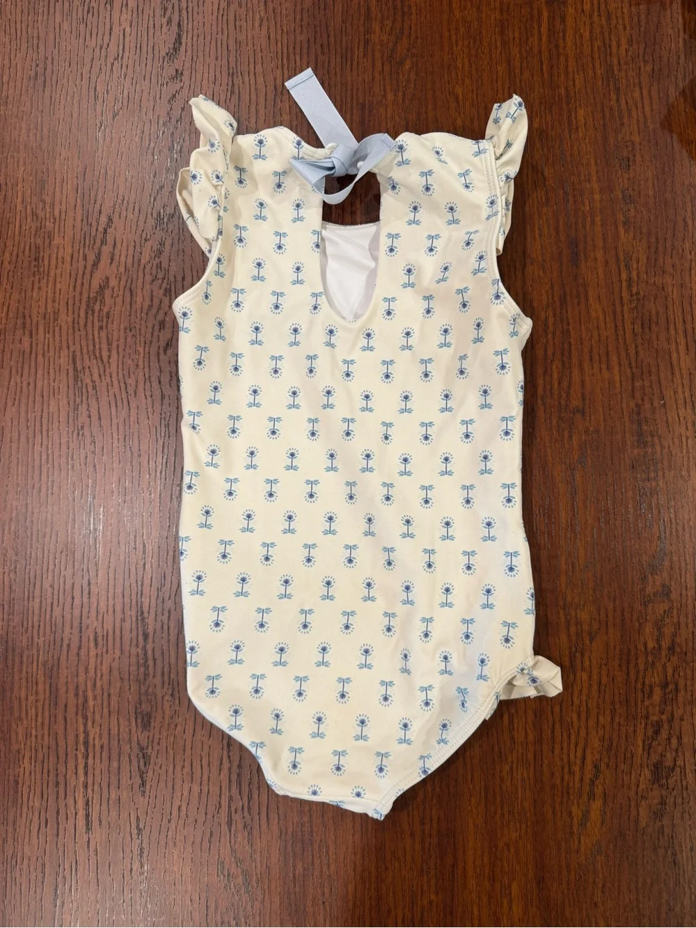 Cream Minnow Floral Ruffle One-Piece Bodysuit for Girls